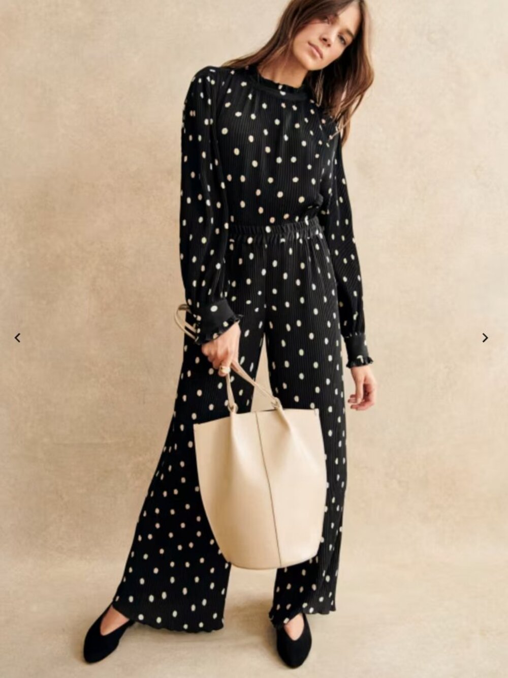 NWT Sezane Rosalinda Polka Dot Pleated Blouse - Size 8 (FR 40) - Picture 12 of 12